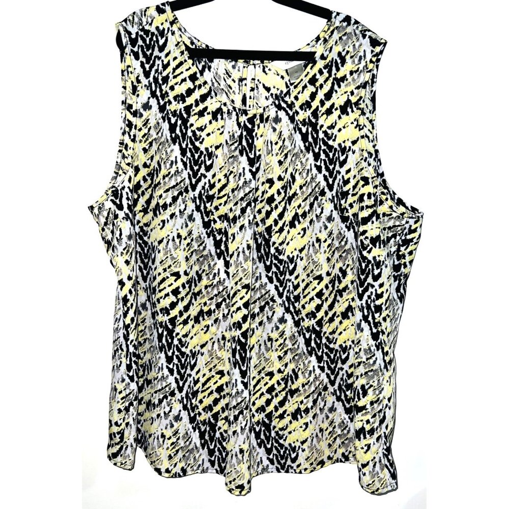 Sleeveless Abstract Pattern Top Womens 1X By Cj Banks Polyester & Rayon